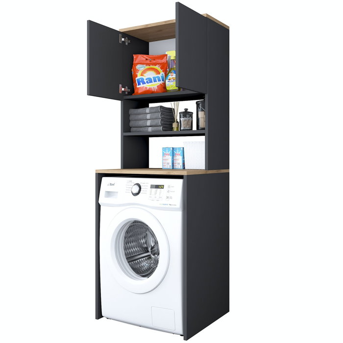 Hanah Home KD101 - 2674 Armario para lavadora elegante y funcional, Nogal y Antracita